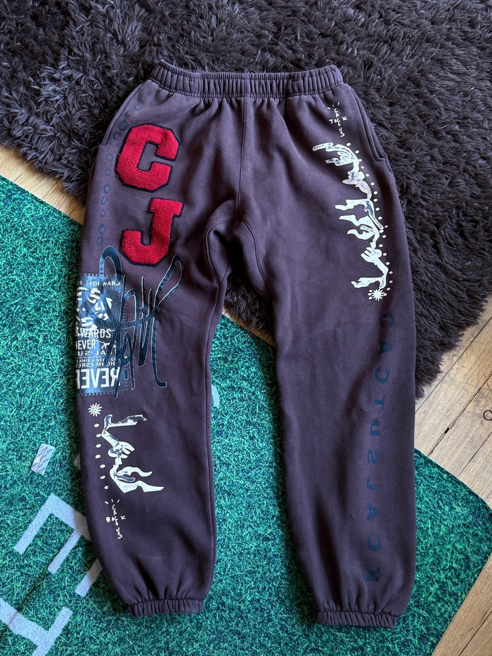 Travis Scott Cactus Jack CJ Flare Sweatpants Brown SS22 Graphic Joggers